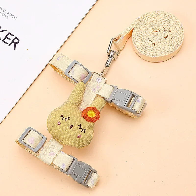 Adjustable Bunny Cat Dog Harness and Leash Set Walking Pet Harnesses for Small Animals Cats Rabbit mascotas Accessories Supplies