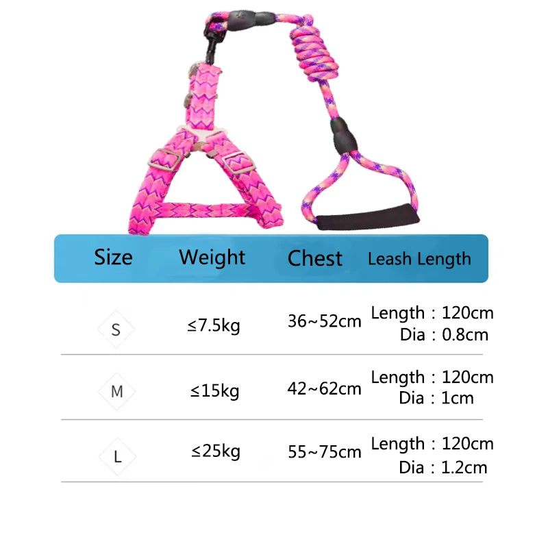 Anti Explosion Pet Nylon Leash Dog Harness Small Medium Dog Vest Safety Lead Walking Running Leash Durable Traction Rope 120CM