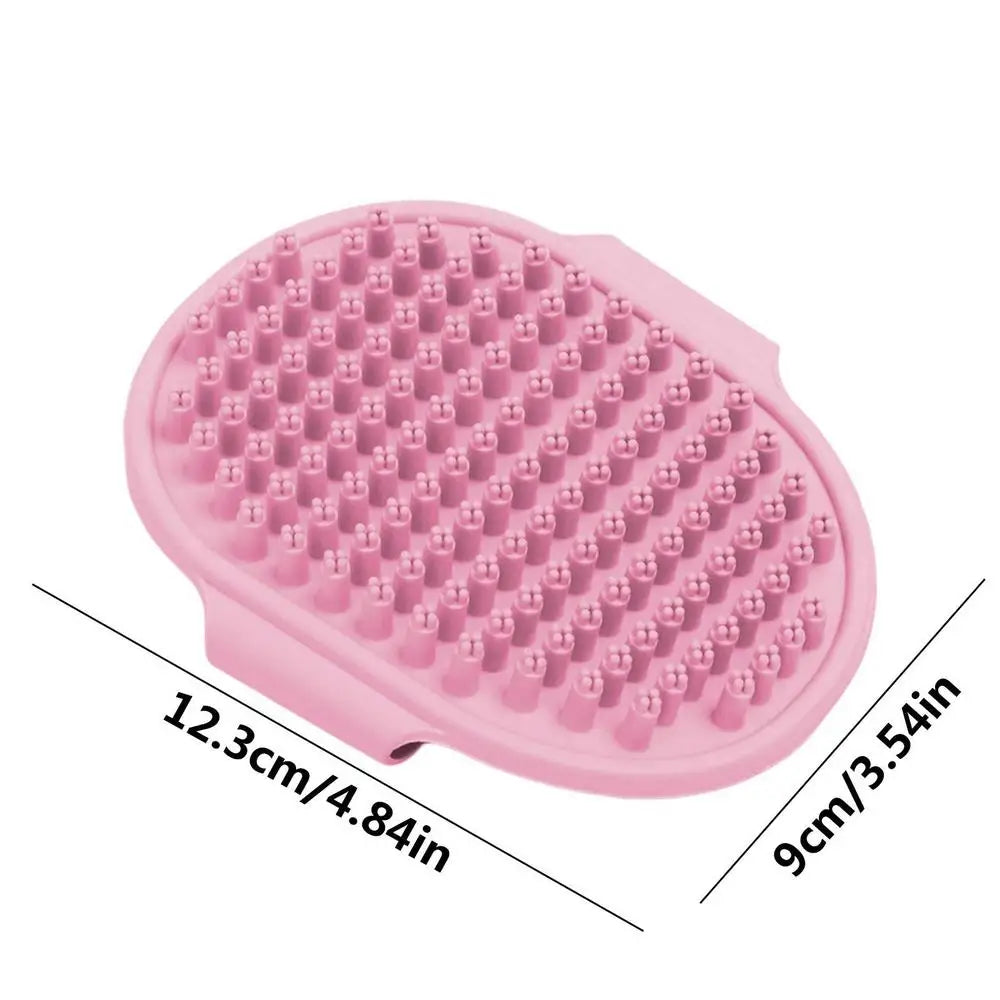 Dog Shampoo Brush Pet Bathing Brush Soft TPR Dog Scrubber With Ring Handle Massage Brush For Dog Shower Ergonomic Dog Bathing