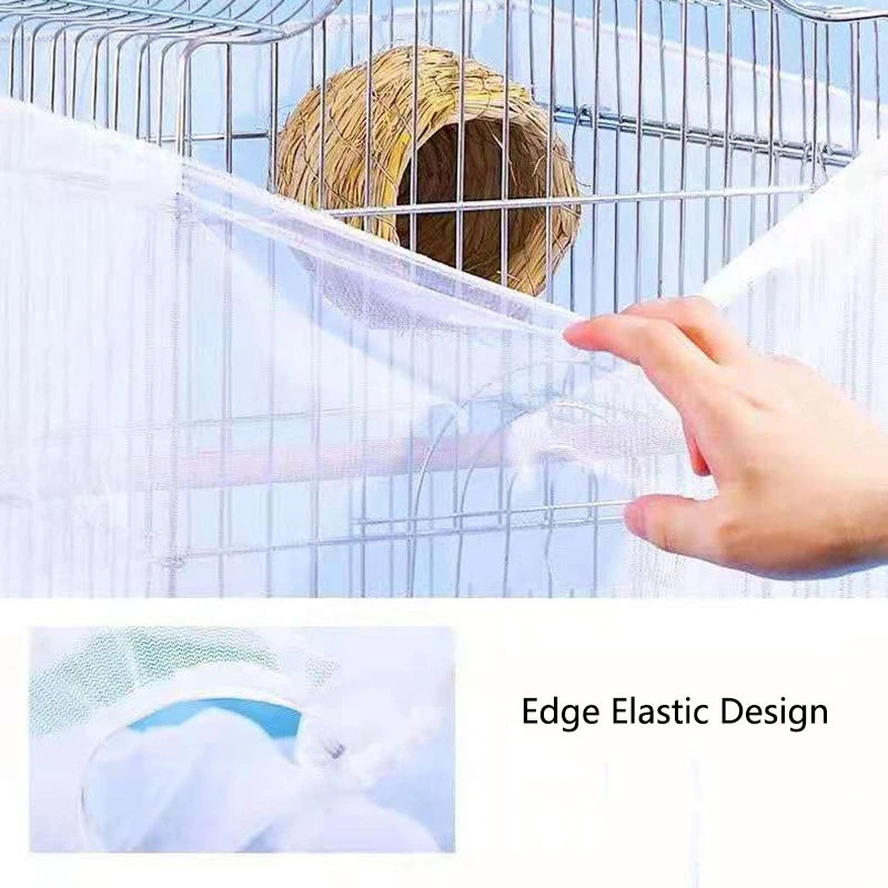High Quality Nylon Mesh Bird Cage Cover Shell Skirt Net Easy Cleaning Seed Catcher Guard Bird Cage Accessories Parrot Bird Net