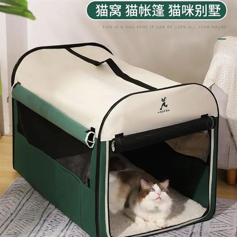 Kennel winter warm winter dog house closed dog house indoor foldable pet car tent dog cage