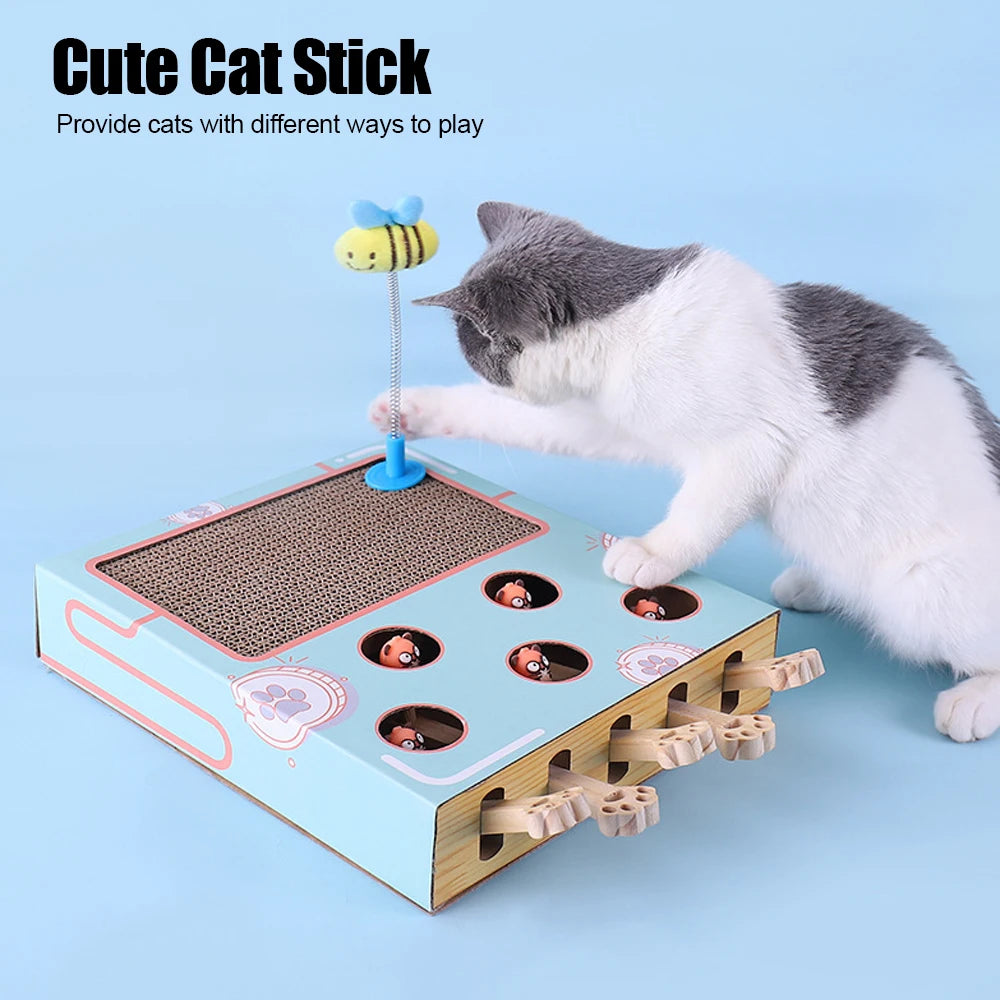 Cat whack-a-mole toy interactive play Cat scratch board Corrugated paper cat box claw grinder toy
