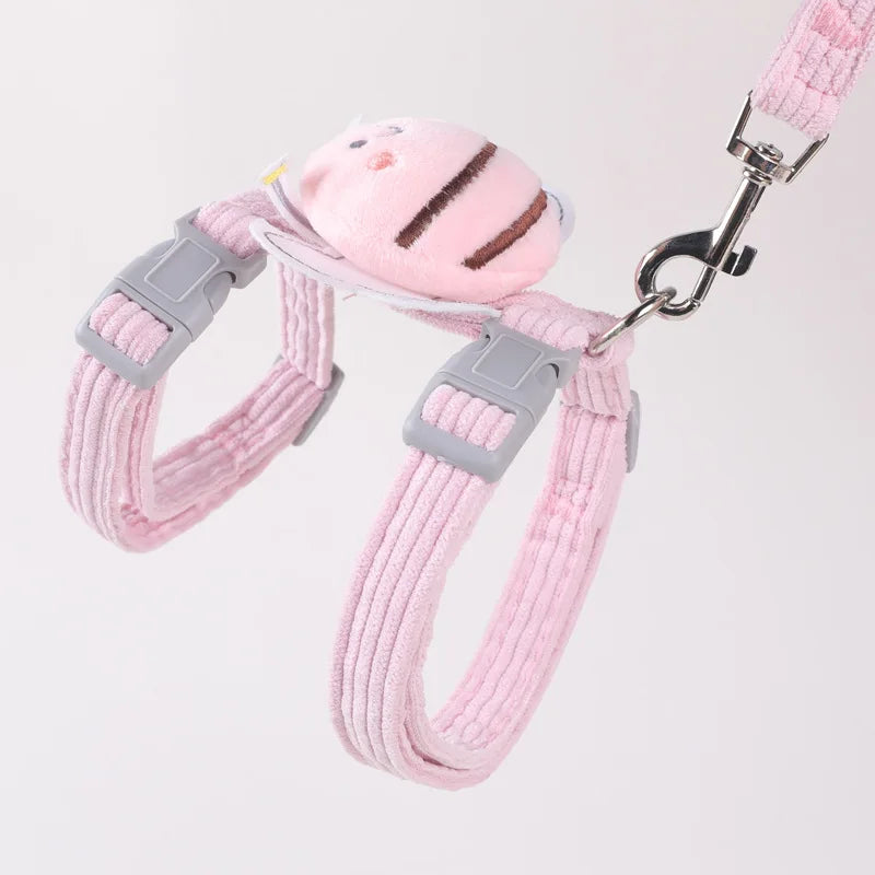 Pet cat chest harness, bee traction rope, suitable for all seasons, breathable and not stuffy, compact and exquisite