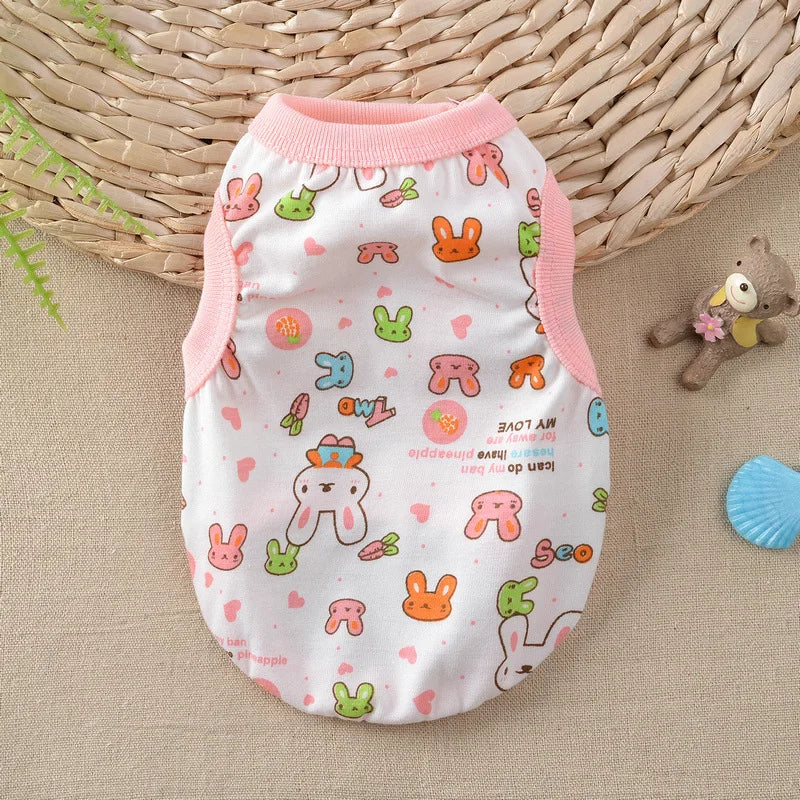 Cotton Vest Dogs Clothes For Small Dogs Chihuahua Clothes Summer Animals Cartoon Vest Dog T-Shirt For Small Dog Medium Yorkshire