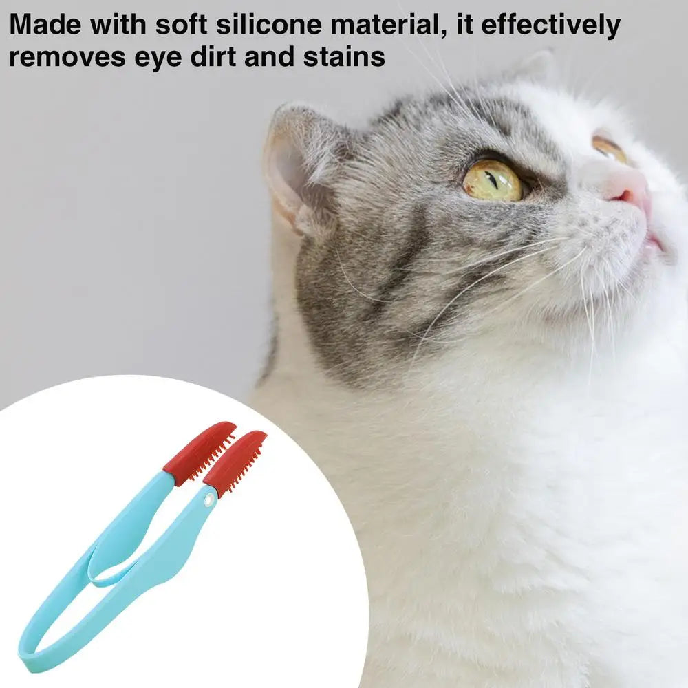 Dog Tear Stain Remover Comb Silicone Brush Head Pet Tear Stain Remover Comb With Anti-Slip Handle Multipurpose Dog Comb Durable