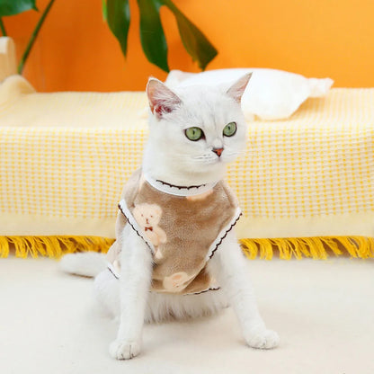 Leisure Pet Cat Clothes Winter Warm Sweatshirt Soft Cozy Cat Costume Kitten Cardigan Puppy Vest Small Dog Jacket Ropa Para Gatos