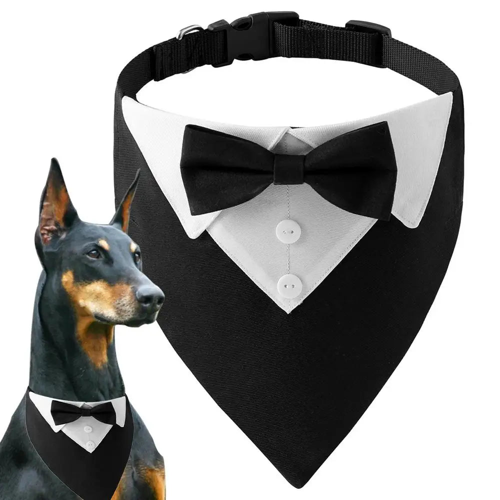 Dog Wedding Bandana Collar Dog Collar Bow Tie Breathable Dog Tuxedo Adjustable Neck Scarf for Weddings Parties Birthdays