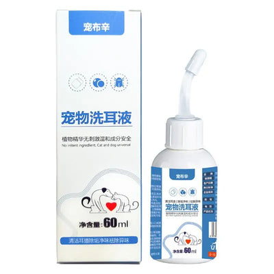 Ear Drops for Cat and Dog 60ml Gentle & Natural Ear Drops Ear Cleaning Liquid Regular Use Helps Avoid Discomfort Dog Ear Cleaner
