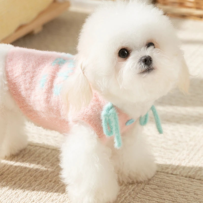 Cute Pet Dog Sweater Winter Dog Warm Clothes Palid Puppy Coat Chihuahua Bichon Yorkie Clothing Sweaters and Hat Set Dog Costume