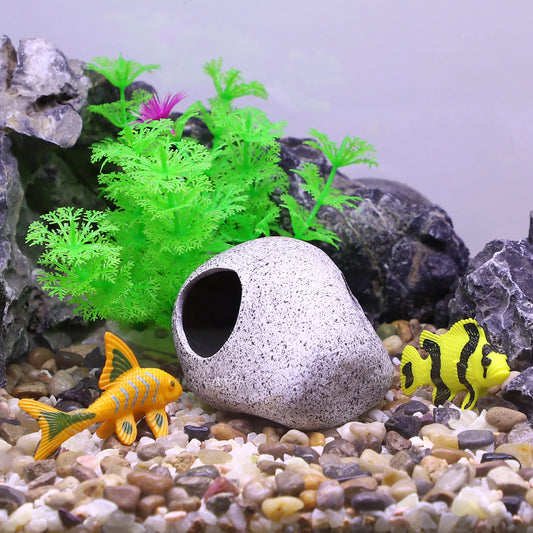 UXCELL Fish Tank Hideaway Rock Cave Ceramic Aquarium Decoration Fish Shrimps Shelter Pet Pottery House Canister Accessories