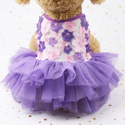 10PCS Pets Accessaries Dogs Cats Princess Flower Lace Dress For Pet Wedding Party Spring Summer small Teddy girl ropa para perro