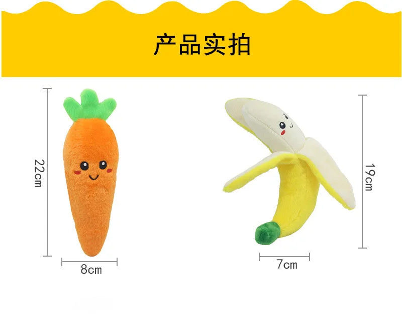 Pet plush sound toy fruit vegetable dog cat educational toy supplies cactus corn eggplant