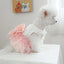 Bow Tie Female Fancy Dresses for Medium Dogs Pink Veil Romantic Heart Print Spring Puppy Tutu Skirt Lace Wedding Cat Clothing
