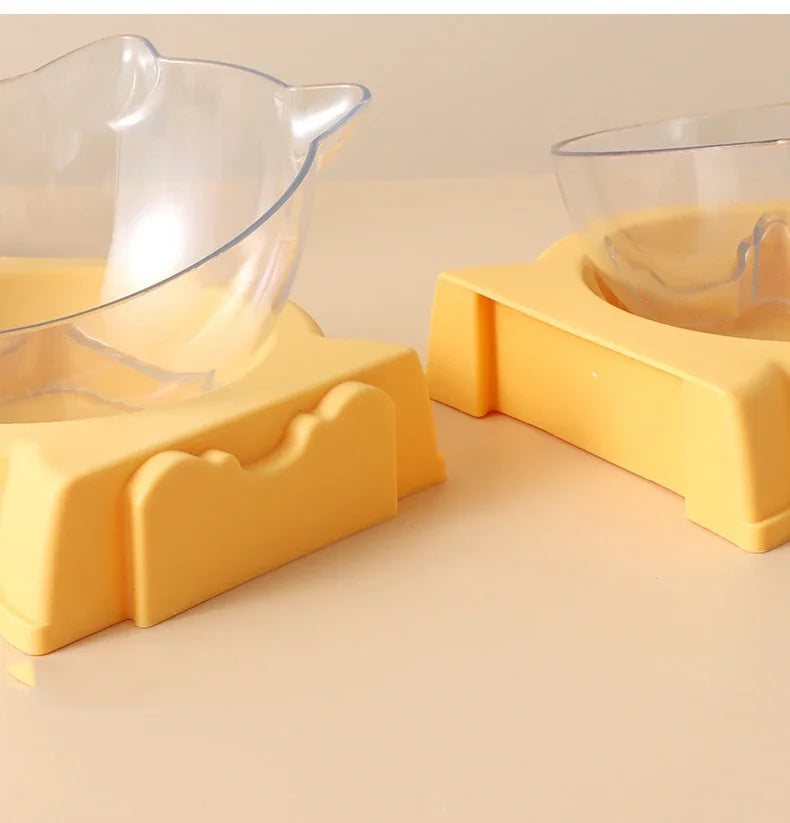 Pet Cat Food Bowl Automatic Feeder All-in-One Splice Dog Cat Food Bowl and Drinking Fountain Drinking Raised Standing Dish Bowl