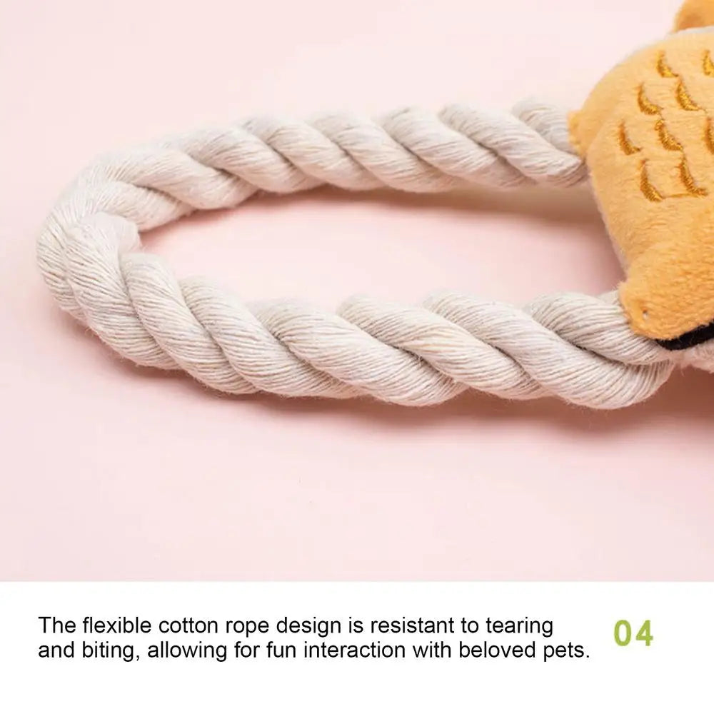 Dog Squeak Toys Owl Design Stuffed Dog Toys Durable Rope Plush Chew Fetch Brain Stimulating Toy Squeaky Pet Interactive Toy
