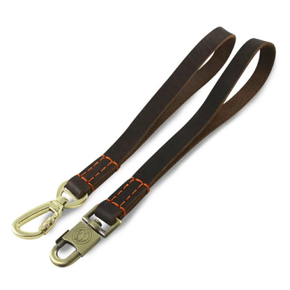 Dog Short Leash Lead Traffic Padded Handle Heavy Duty Real Leather Dog Lead for Training Control Puppy Small Medium Large Dogs