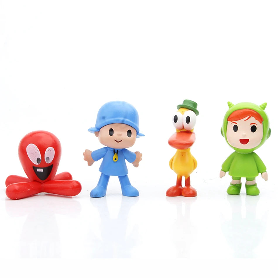 7Pcs/Set Kawaii Pocoyo Animal Toy Bird Duck Elephant Doll Toy Model Scene Ornaments Anime Cartoon Cute Pvc Figures Toys