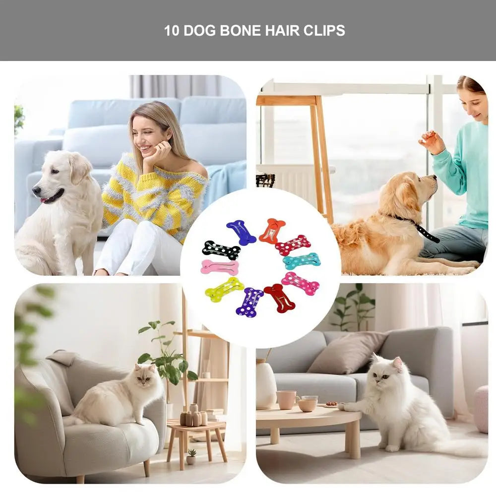 10pcs Bone Hair Clips Non Slip Dog Bone Pet Hair Clip Hairclips Metal Barrettes  Hair Accessories for Cosplay Party Pet Dogs and