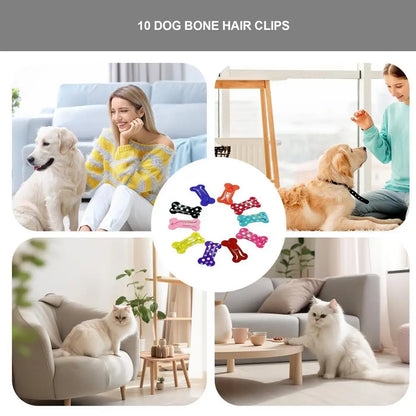 10pcs Bone Hair Clips Non Slip Dog Bone Pet Hair Clip Hairclips Metal Barrettes  Hair Accessories for Cosplay Party Pet Dogs and