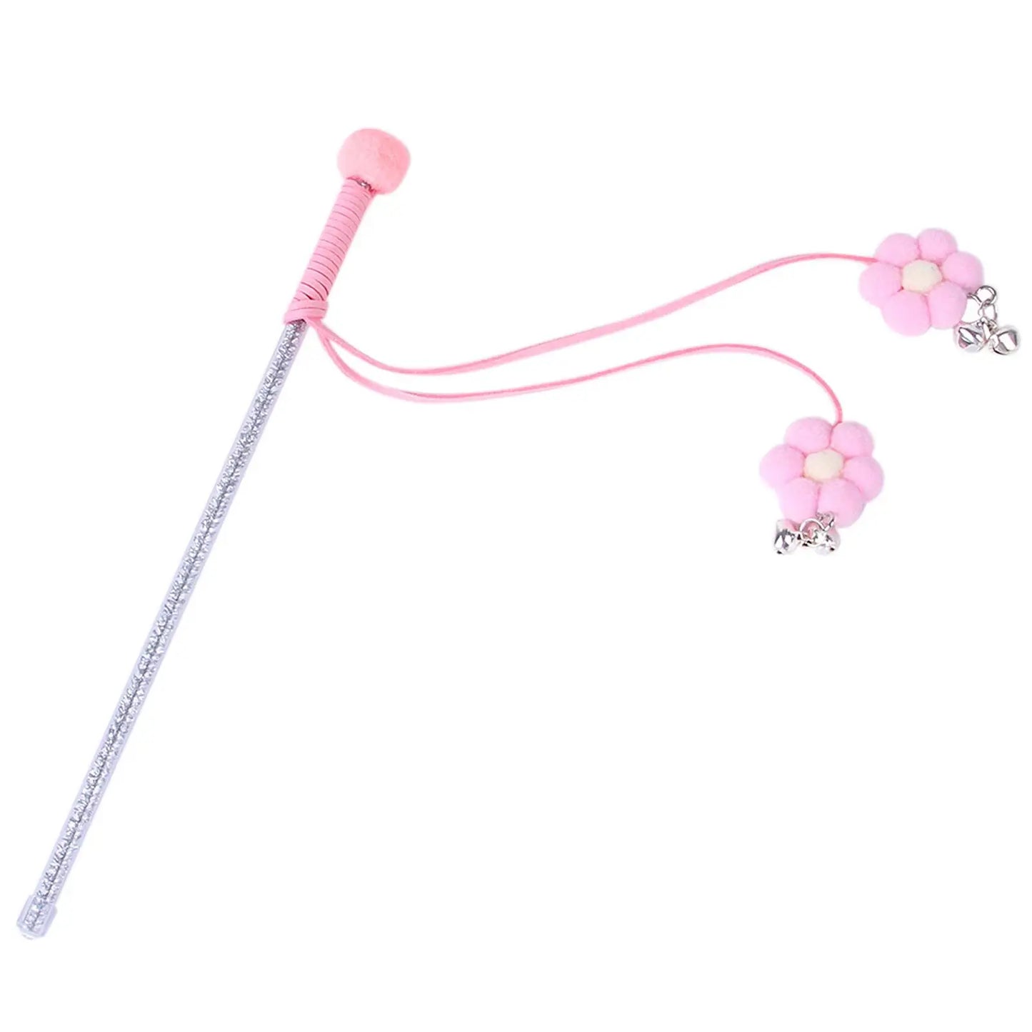 Cat Teaser Wand Kitten Stick Toy Cat Fishing Pole Toy Cat Teaser Toy With Bell And Chrysanthemum Pendant Promotes Cat Exercise