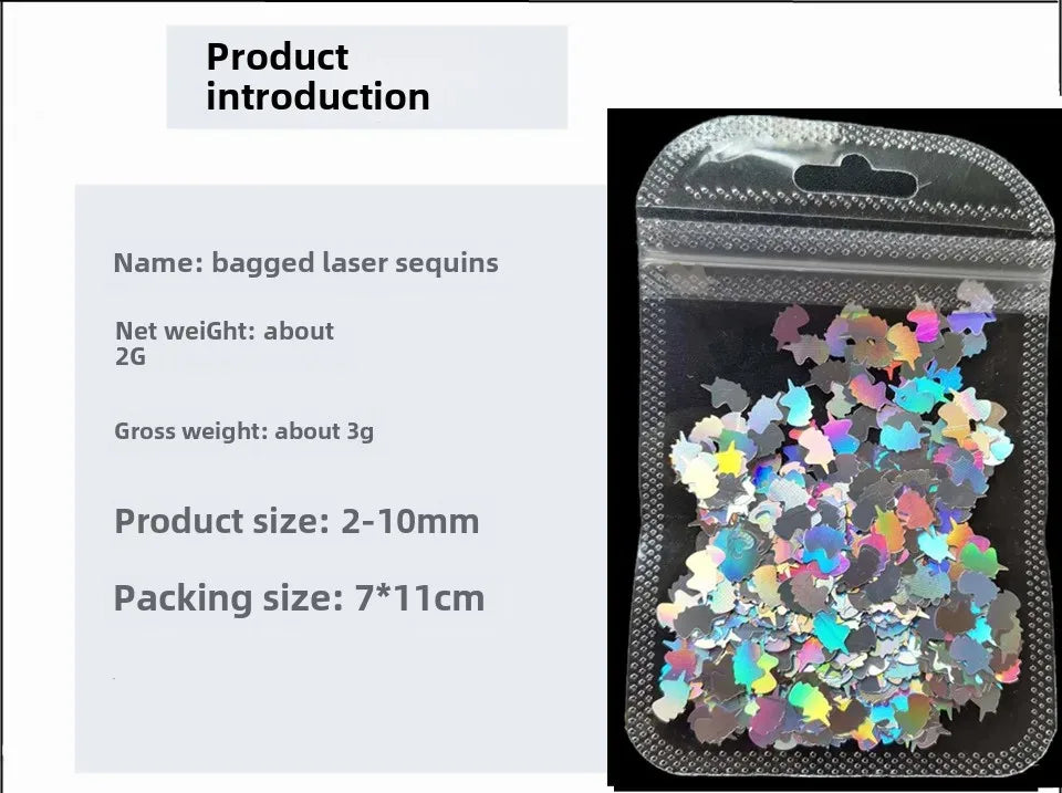 Cross-border Supply 10G BaG Laser Sequins Laser Four-pointed Star Butterfly Star DIY Crystal Glue Material