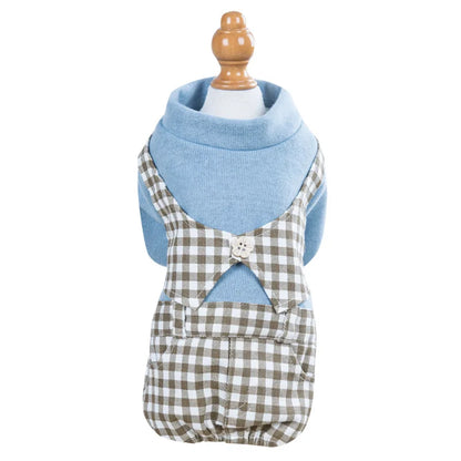 Winter Dog Clothes Bowknot Plaid Coat Thicken Jacket Pets Gentleman Outfits Warm Clothes Bowknot Jumpsuit Jacket Outfit Clothing