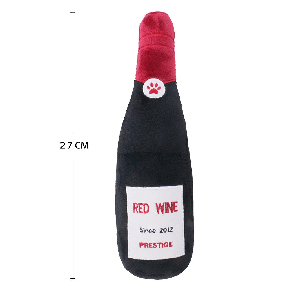 Dog Plush Toy 27 Cm Plush-filled Champagne Bottle Squeaking And Sounding Pet Dog Toy Products Fleece Squeak Toys