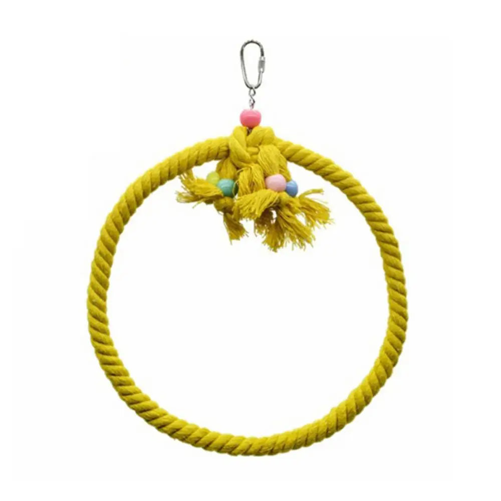 Rope Perches For Bird Cages Circle Rope Swing Easy Installation Natural Safe Soft Cotton Round Bird Swing For African Grey Macaw