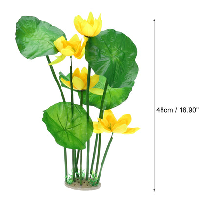 Uxcell Pond Flower Floating Lotus Leaves Artificial Flower Fake Lotus Plant Water Micro Landscape for Aquarium Garden Decoration