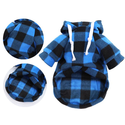 Winter Warm Pet Dog Clothes Plaid Printing Big Dog Coat Outfit for Large Dogs Labrador Hoodies Sweater Gold Retriever Clothing
