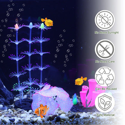 UXCELL Aquarium Simulation Undersea Water Plants Silicone Glowing Ornaments Decorations Fluorescence Fish Tank Coral Decor