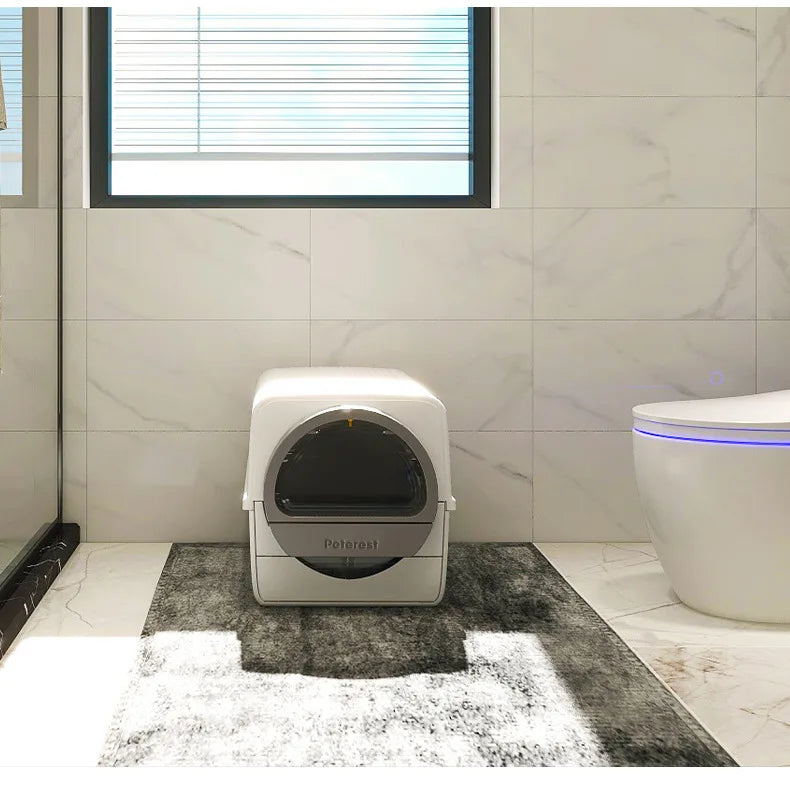 Large Fully Closed Semi-Automatic Cat Litter Box Easy Clean with Durable Plastic Hand-Pulled Shovel Accessory Cat Toilet