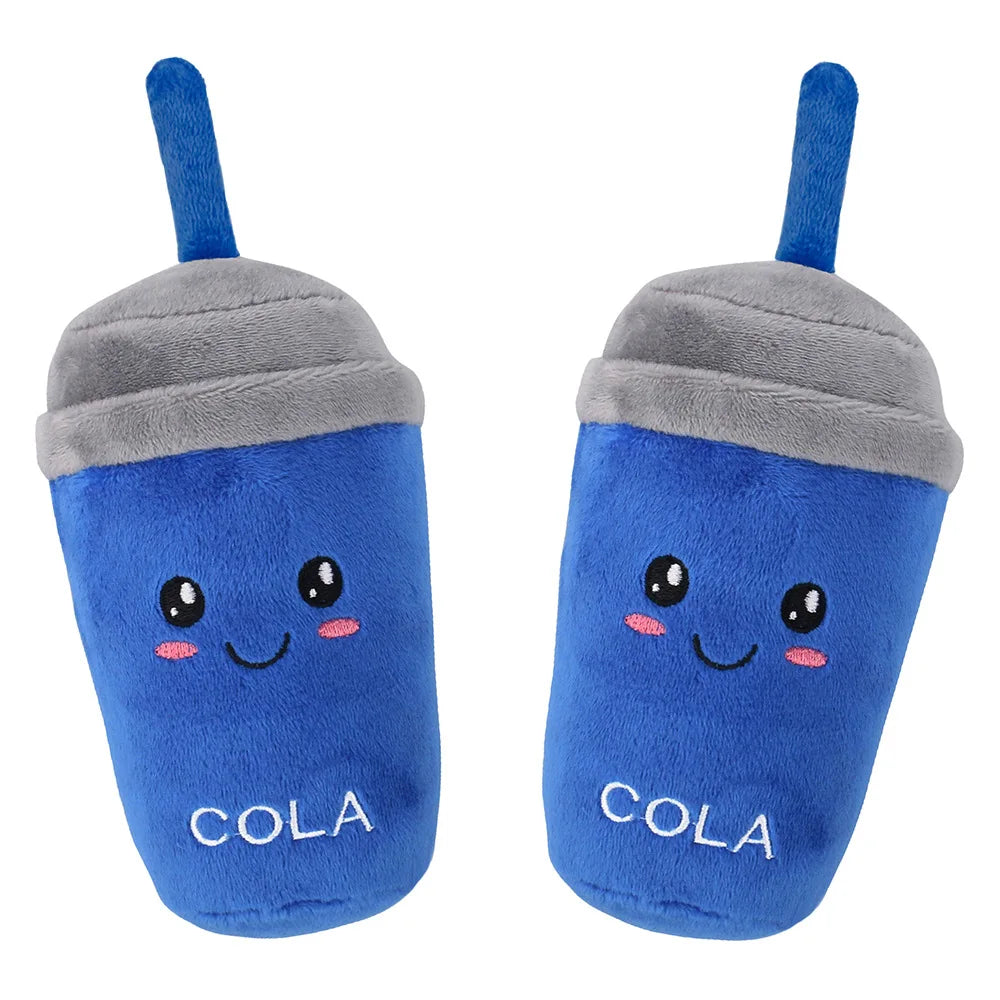 Dog Plush Toy Cross Border Spot Product French Fries Hamburgers Cola Milk Tea Fast Food Plush Vocal Dog Toys Fleece Squeak Toys