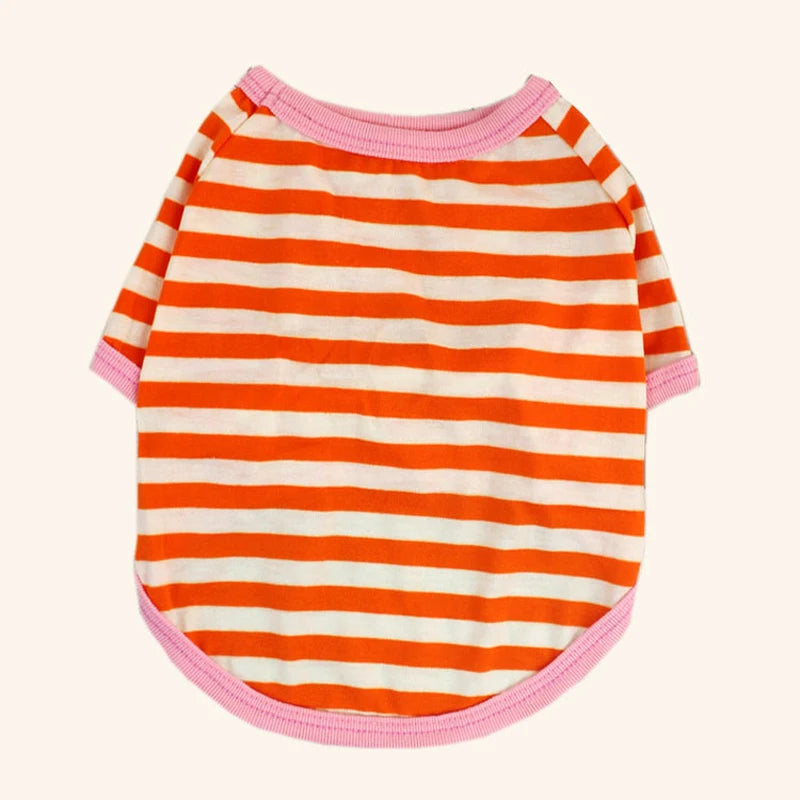 Stripe Dog T-shirt for Small Medium Dogs Cats Puppy Short Sleeve Cotton Shirt Pet Dog Summer Clothes French Bulldog Terrier
