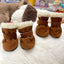 Solid Chamois Velvet Dog Socks Winter Outdoor Walking Chihuahua Non Slip Shoes for Puppy Soft Warm Accessories Feet Protector