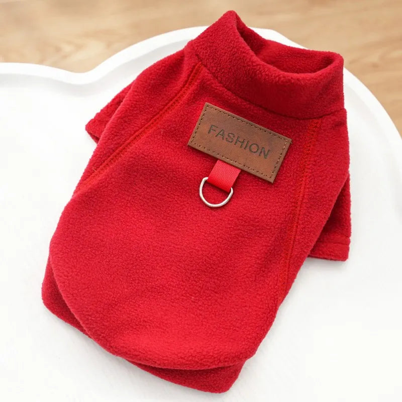 Fleece Dog Jacket Winter Dog Clothes Chihuahua French Bulldog Clothing Pet Costume with Harness D-Ring Luxury Kitten Puppy Coat