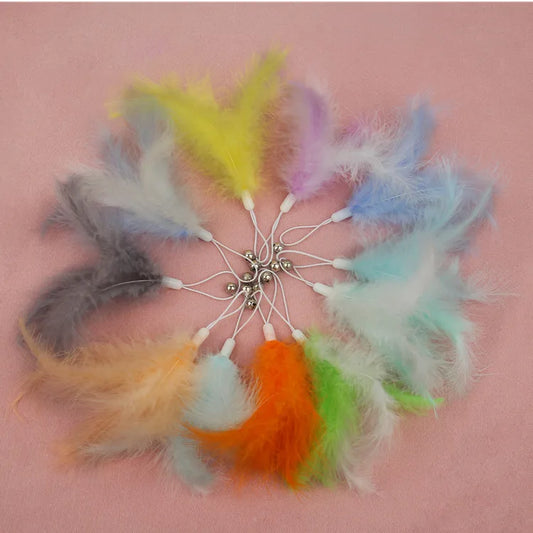 Cat Toy Cat Teaser Sticks Xiaoqing New Macaron Color Replacement Head Cat Stick Pendant Cat Toy Cat Stick Pet Supplies