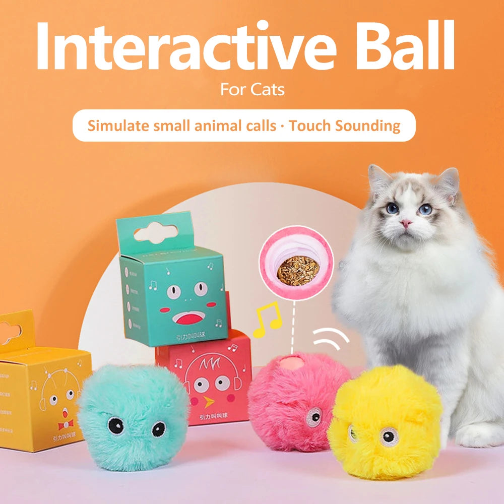 Smart Interactive Ball Cat Toys Automatic Bouncing Rolling Ball Cat Mint Ball Sound Grinding Bite Resistant Cat and Pet Products