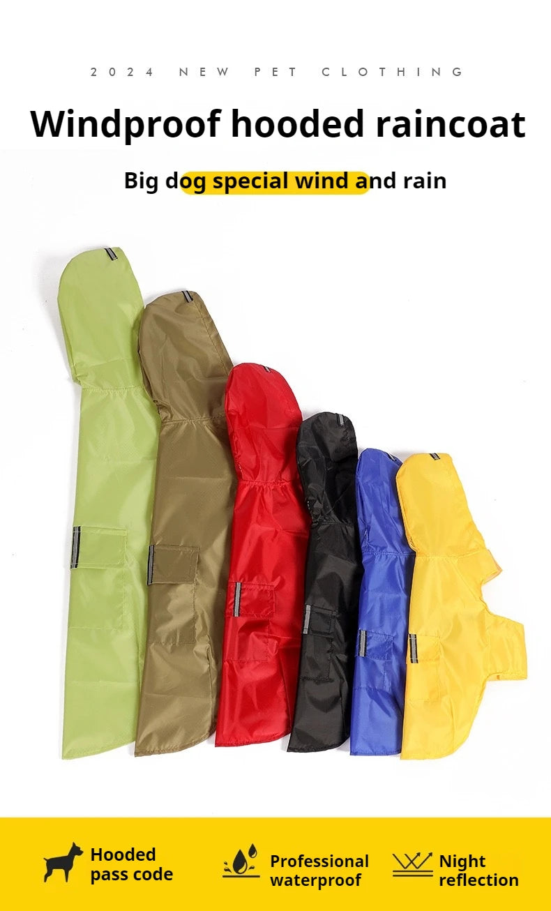 Big dog raincoat reflective waterproof windproof hooded raincoat large dog clothing outdoor raincoat  dog clothing jacket