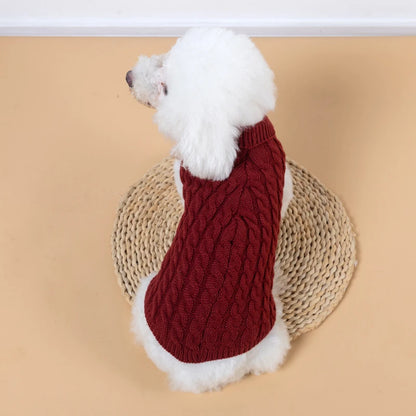 Teddy Bear Small Dog Clothes Solid Color Warm Winter Sweaters for Cats Lightweight Knitting Vest Leisure Outdoor Pet Overalls