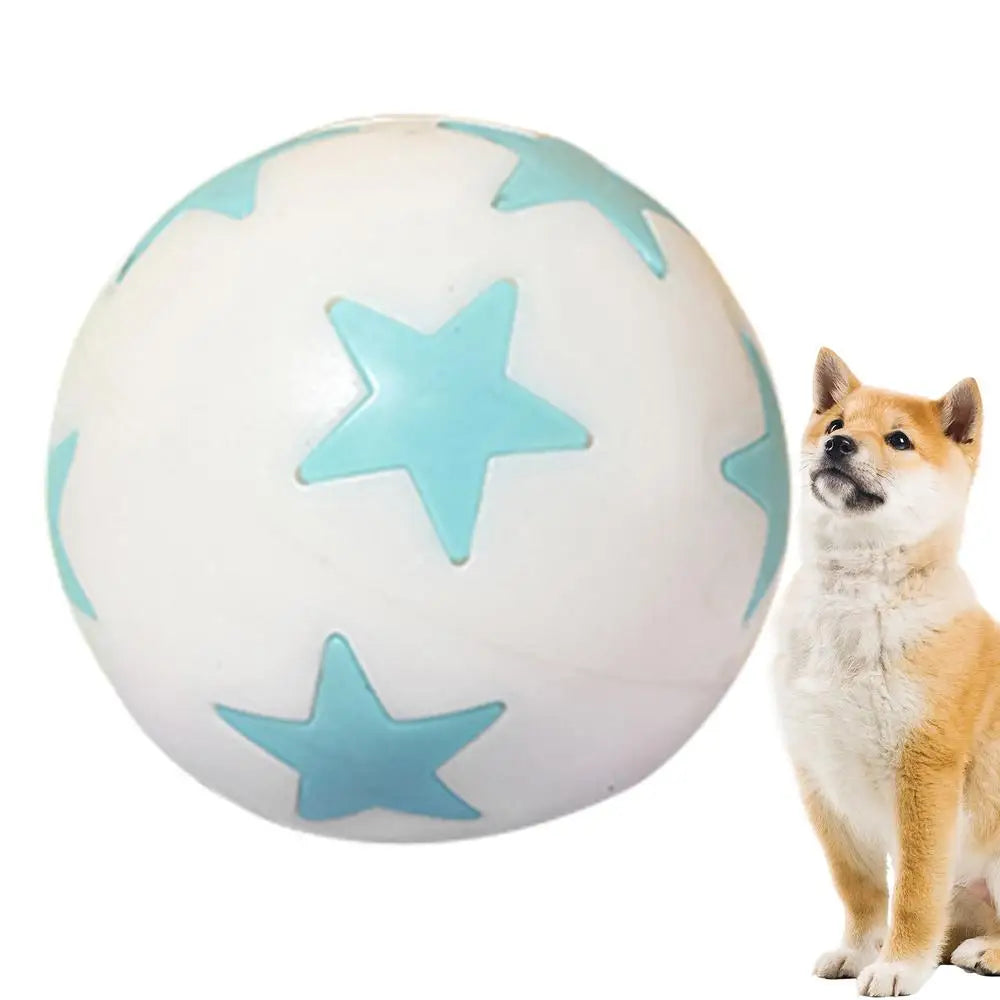 Dog Chew Ball Light Up Elastic Chew Toy With Star Pattern Soft Pet Supplies Chewable Ball 6cm For Veterinary Hospitals Pets Cats
