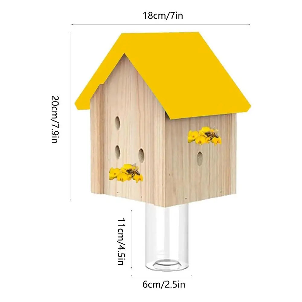 Wood Bee Traps for Outside Natural Cabin Style Carpenter Bees Traps for Outdoors Bee Catchers for Outside Hang from Eaves Deck