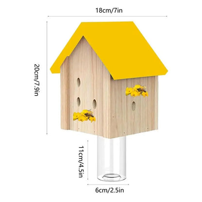 Wood Bee Traps for Outside Natural Cabin Style Carpenter Bees Traps for Outdoors Bee Catchers for Outside Hang from Eaves Deck
