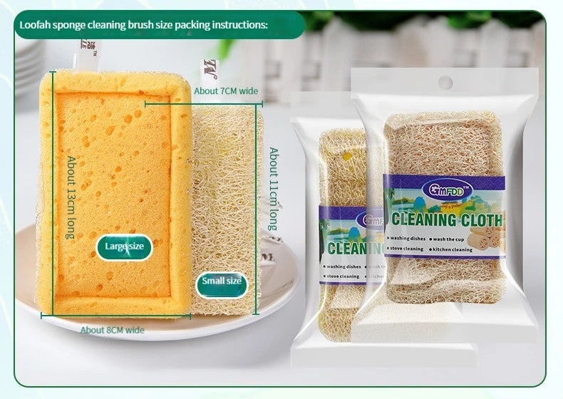 Natural Loofah Sponge Kitchen Sponge Wash Dish Eco-Friendly  Shower Luffa Body Scrubbers Loofa Biodegradable Sponge