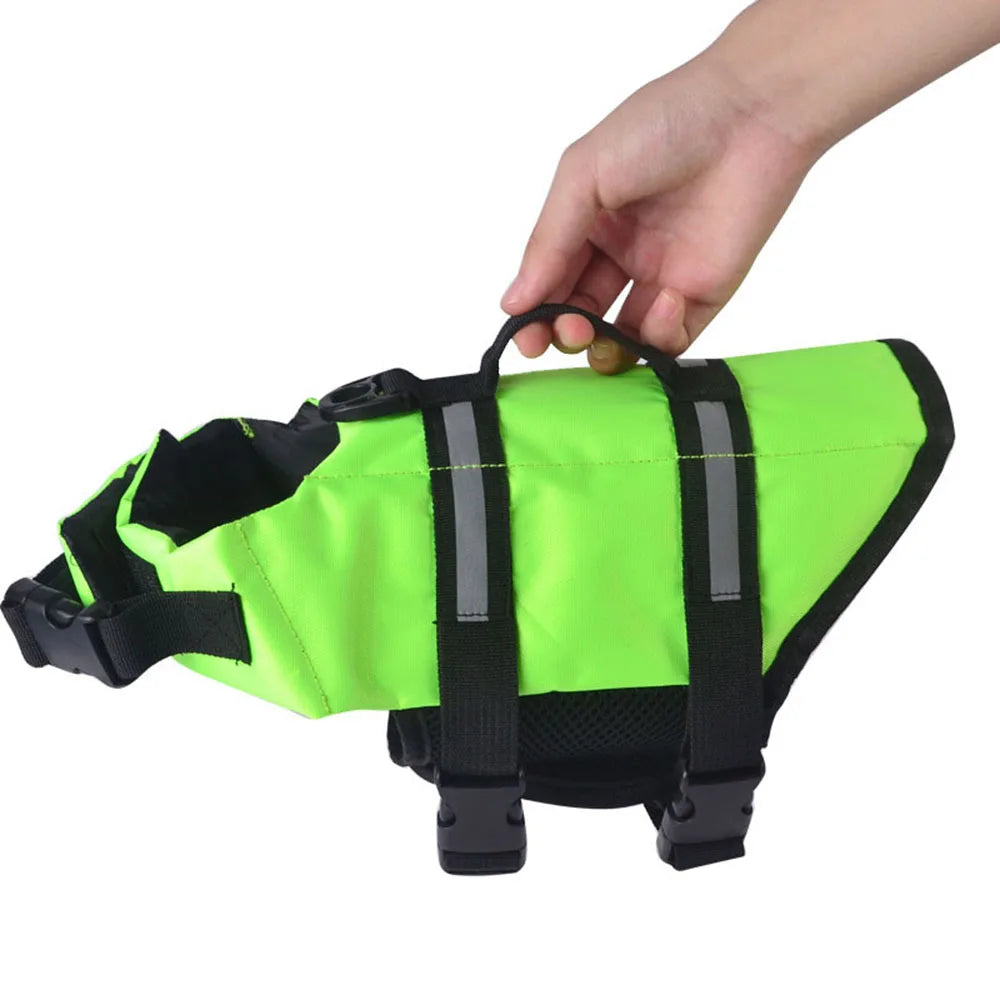 Dog Life Jacket with Reflective Stripe Adjustable High Flotation Dog Life Vest Ripstop Dog Lifesaver Pet Life Preserver Swimsuit
