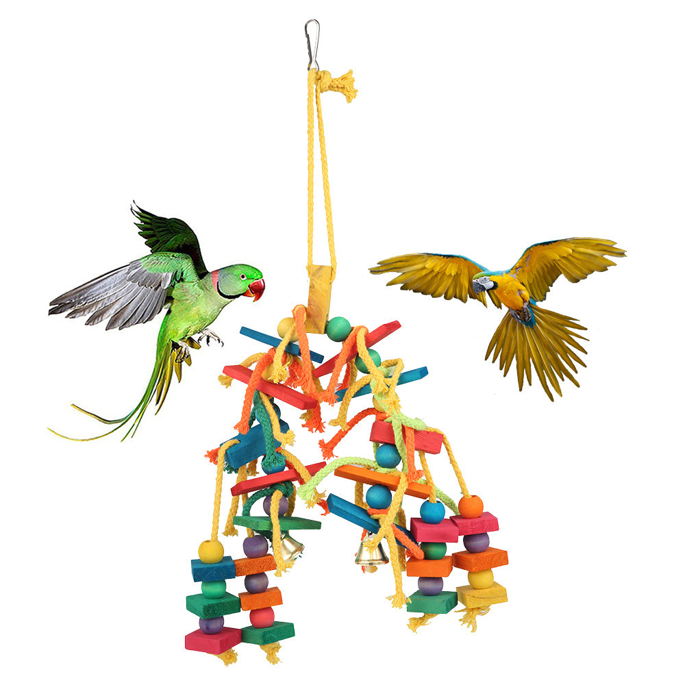 Wood Parrot Bird Toys Love Bird Cage Funny Training Bird Toys Cotton Rope Parrot Toy Bite Resistant Bird Tearing Toy Pet Product