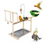 Bird Playground Stand Bird Perch Stand For Cage Natural Wooden Conure Budgie Lovebird Stand Activity Center Claw Grinding Toy