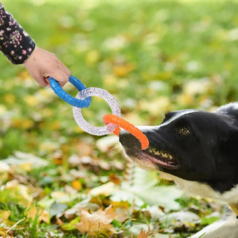 Dog Pull Toy Tough Chew Toys Indestructible Rings Dog Exercise Interactive 3 Rings Teeth Bite-Resistant Toys Puppy Teeth Clean