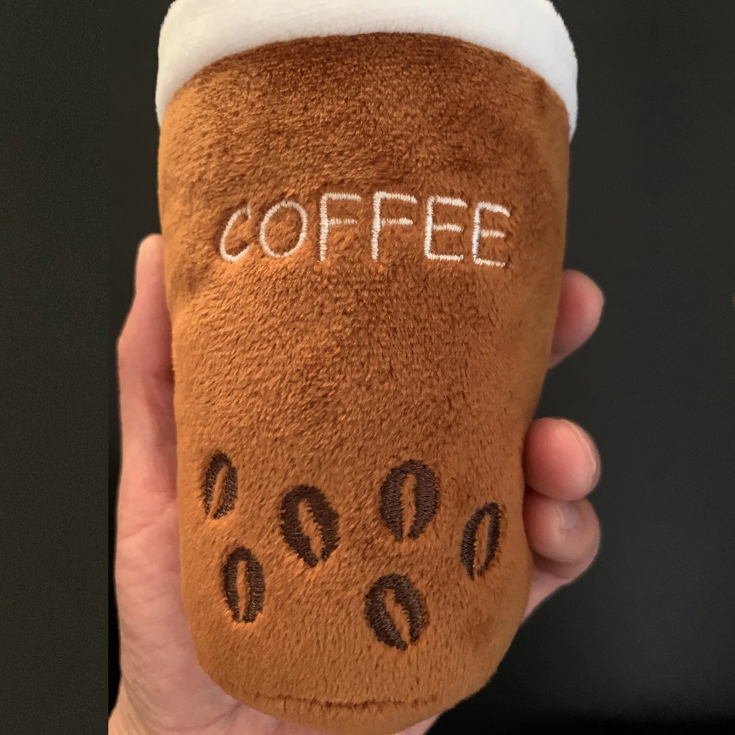 Dog Plush Toy Dog Beverage Coffee Series Plush Filled Coffee Cup Pet Toys Squeak Puppy Toys Fleece Squeak Toys