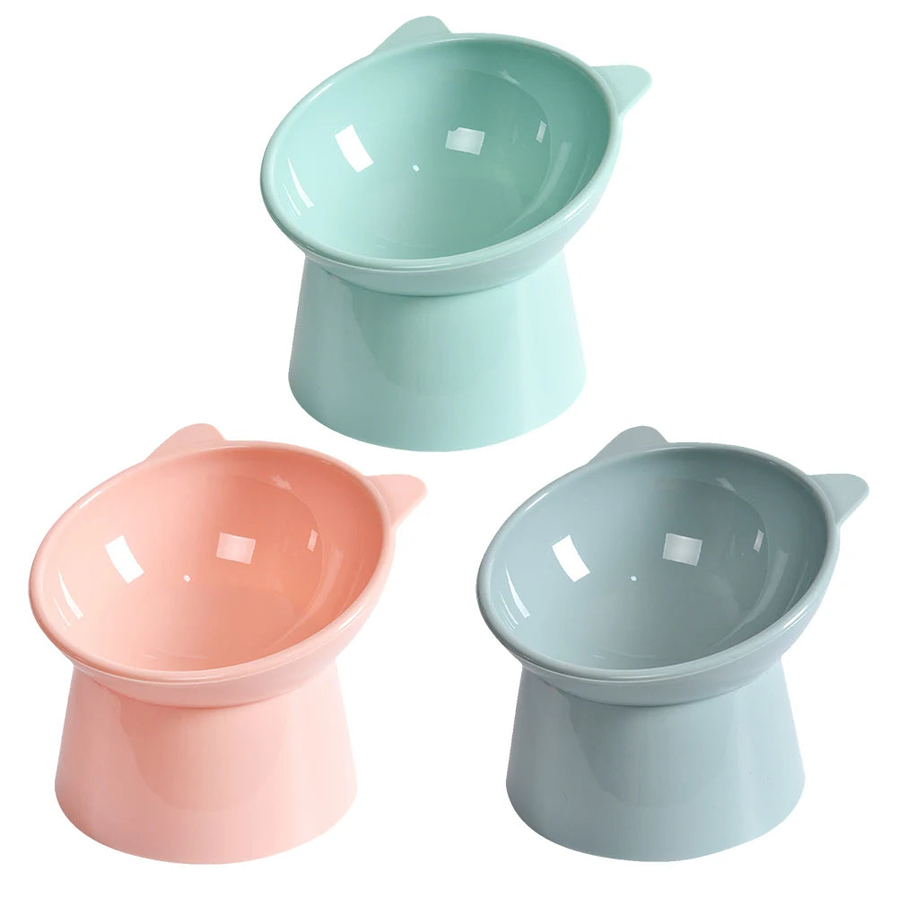 Pet Cat Dog Bowl High Foot Dog Bowl Neck Protector Cat Pet Food Water Bowl Anti-Overturning Binaural Washable Pet Feeding Bowl